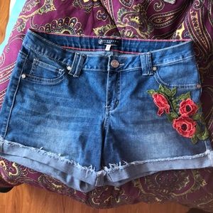 Fashion Nova Denim Shorts with Floral Design